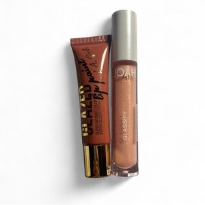 Joah Glassify Lip Gloss and L.A. Girl Glazed Lip Paint Set - Brown and Gold